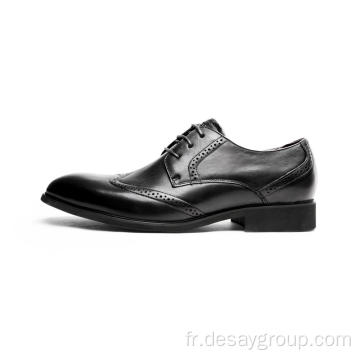 Pointe de l&#39;aile chaussures pour hommes en cuir brunis